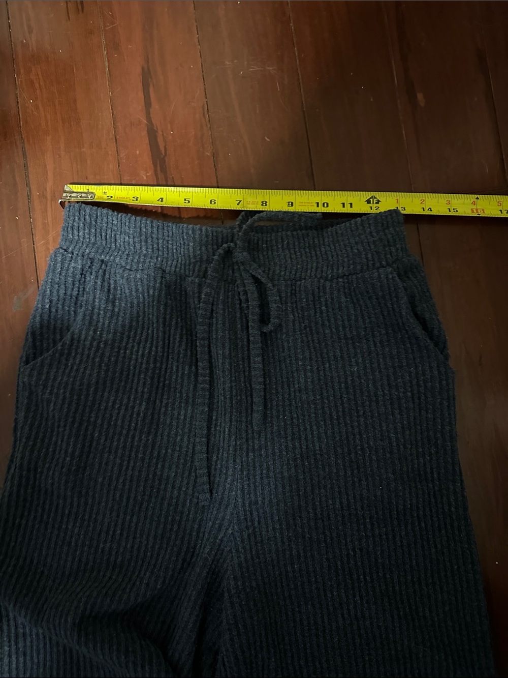 She + Sky Knit Ribbed Wide-Leg Women’s Capri Pants in Navy Size Medium - Picture 8 of 10